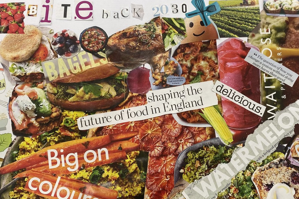 A collage of food created by young people